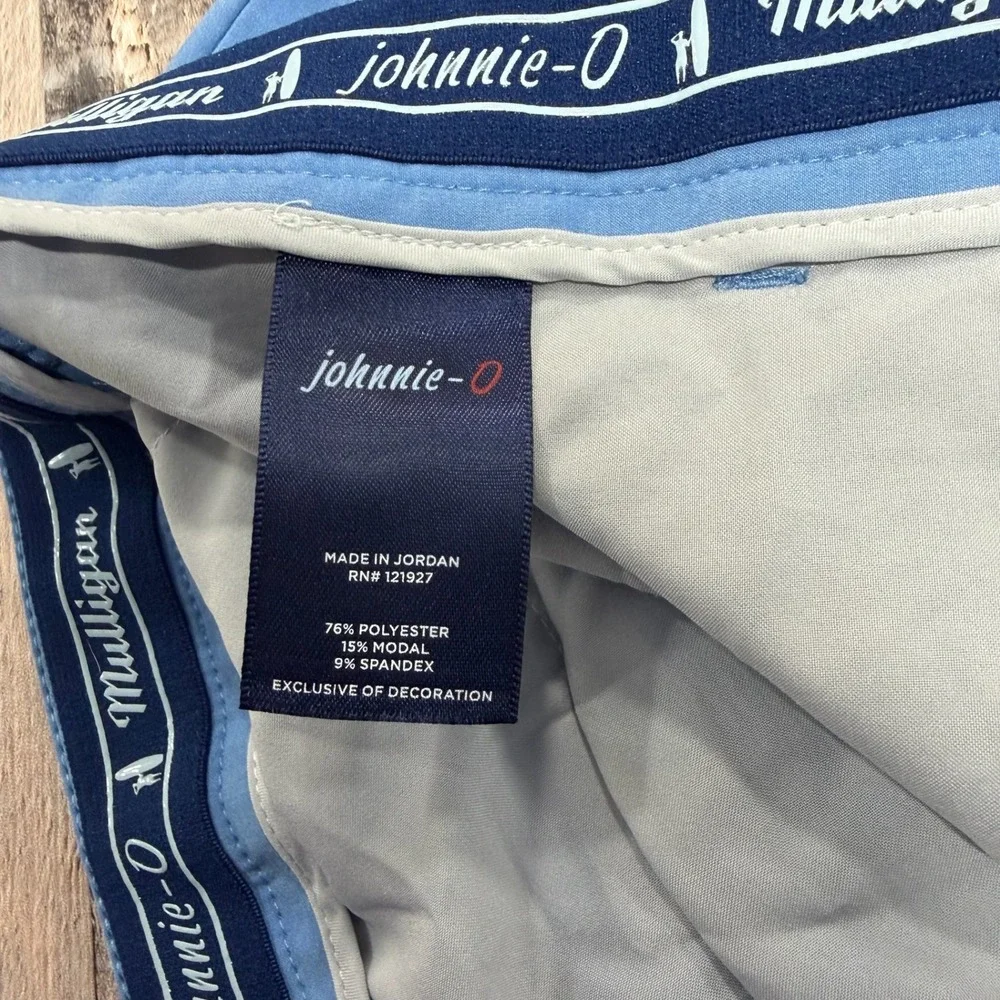 Johnnie-O Mulligan Golf Shorts Mens 38 Blue Stretch Performance Golfcore Casual